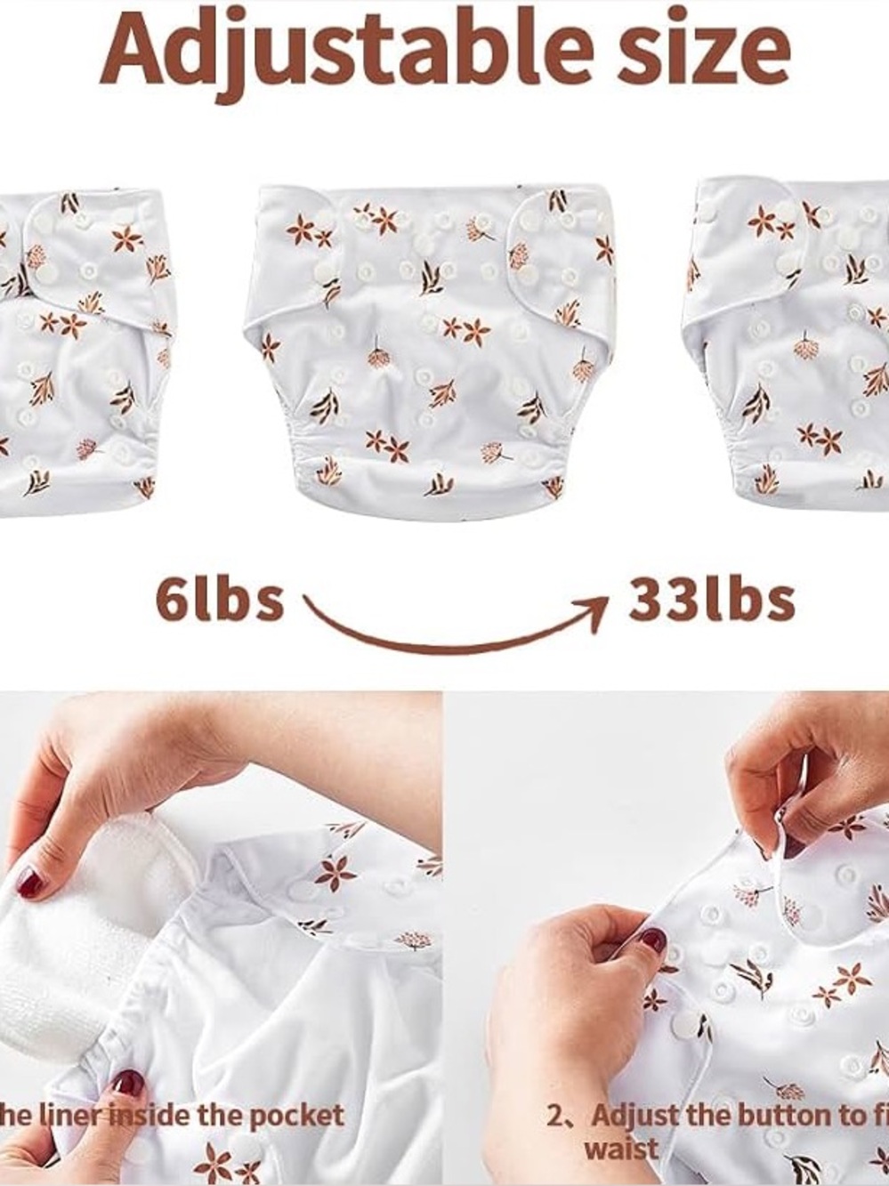 Adjustable Washable Diapers Brand New - Picture 2 of 3